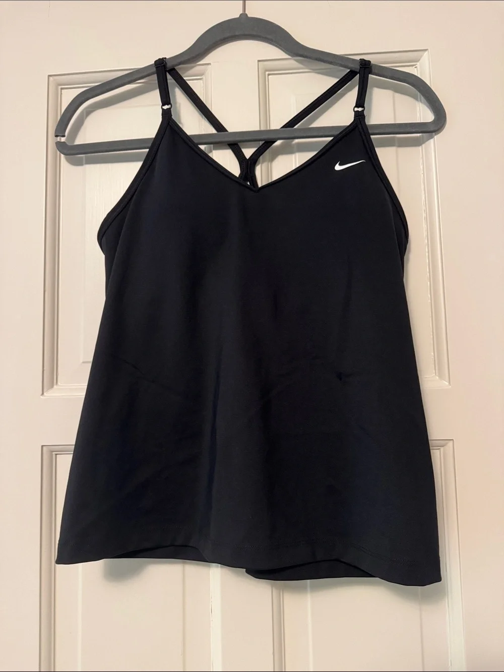 Nike Black Strappy Athletic Tank with White Swoosh